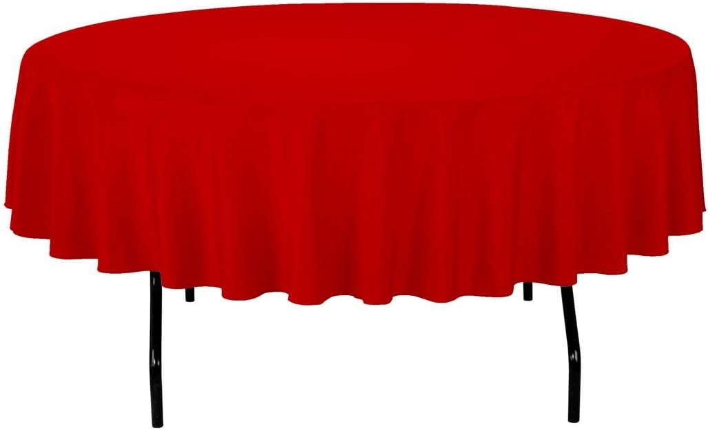 Gee Di Moda Tablecloth - 70" Inch Round Tablecloths for Circular Table Cover in Red Washable Polyester - Great for Buffet Table, Parties, Holiday Dinner & More: Home & Kitchen