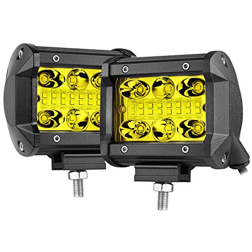 LED Pods, OFFROADTOWN 4″ 210W Yellow LED Work Light Bar Side Shooter Off Road Driving Lights Amber Fog Light Flood Spot Combo Beam Waterproof LED Cubes For Truck Jeep ATV UTV Boat Motorcycle