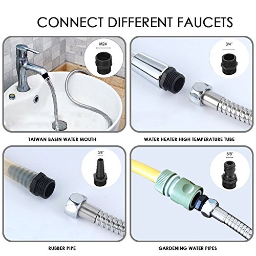 DELE Pet Shower Sprayer, Pet Bathing Tool for Dog Combines Handheld Bathe Shampoo Massage with 47 Inch Stainless Steel Hose and 4 Hose Adapters Indoor and Outdoor Use
