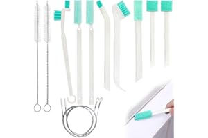 Small Household Cleaning Brushes, YuCool 2Pcs Drain Pipe Brush Nylon Bristles with 8Pcs Detail Crevice Cleaning Tool and 2pcs