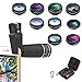 Phone Lens Kit, 10 in 1 Cell Phone Camera Lens- Zoom Telephoto Lens + Fisheye Lens + Wide Angle & 15x Macro Lens+ CPL/Flow/Radial/Star Filter+Kaleidoscope 3/6 Lens for iPhone X 8 7 6 6s Plus Samsung
