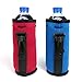 Neoprene Water Bottle Drawstring Insulators, Set of 2 Red and Blue Sleeves with Clip