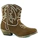 Women's Stitched Western Cowboy Stacked Heel Distress Embroidered Ankle Booties Fashion Shoes