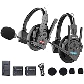 BAFONGCINE SYNCO XTALK XPro2 Wireless Intercom Headset System for 2-Person | Master-Free Device,2.4GHz Full Duplex Real-time Monitoring 24H Working Time Telephone Headsets Communication System