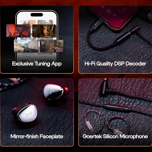 Linsoul SIMGOT EG280 In Ear Monitor, 1DD+1Planar HiFi IEM Gaming Headphones with Microphone, Detachable OFC Cable 1.7m with 2pin with USB-C Adapter, for FPS Games and Audiophile Musicians