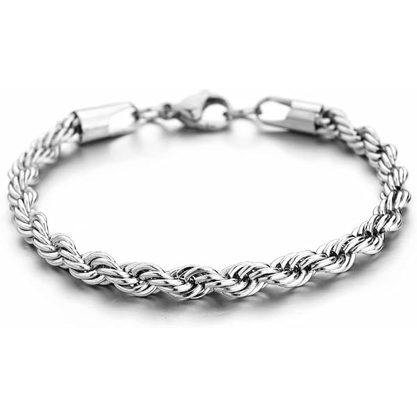 Feifuli Men's Beaded Bracelet – Stainless Steel Chain With Synthetic Turquoise Beads, Adjustable Lobster Clasp