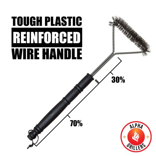 Alpha Grillers BBQ Grill Brush. Stainless Steel Bristles, 18 Inch Long Tools. Best Cleaner for A Weber Barbecue