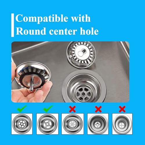 [2 Pack] IUYPKQ Kitchen Sink Strainer - Sink Drain Stopper - Kitchen Sink Plug with Anti-Clogging Basket - Bouchon Evier Cuisine - Compatible with 79–83mm Inner Diameter