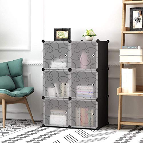 C&AHOME Cube Storage with Doors, 6Cube Storage Organizer, Plastic