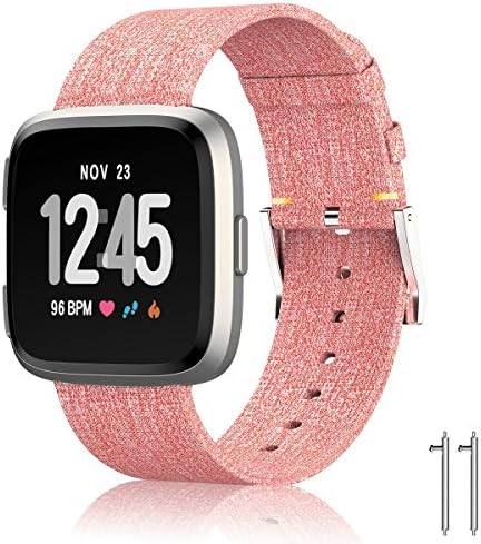 For Fitbit Versa Bands, Woven Fabric Wrist Strap Quick Release Watch Band,Replacement Band for Men, Women (Orange)