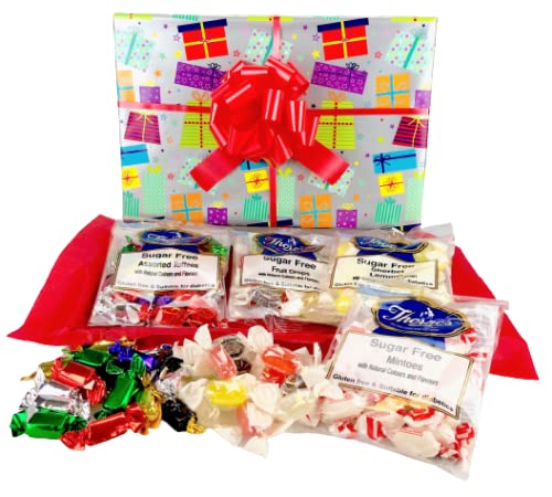 Gift Wrapped No Added Sugar & Gluten Free Sweet Hamper – Assorted Sweet Treats – Add a Personal Message Suitable for Diabetic Diets and Dietary foods