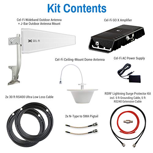 Cel-Fi GO X: The Only 100 dB Single Carrier Cell Phone Signal Booster for Homes & Offices - for Verizon, AT&T, Or T-Mobile - 1 Dome Antenna Kit