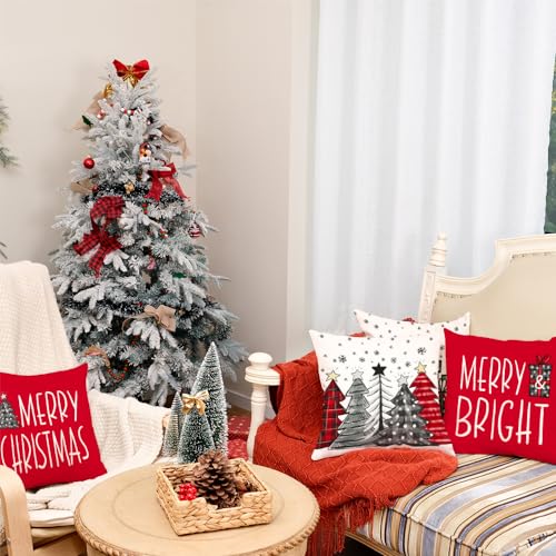 GEEORY Christmas Pillow Covers 18 x 18 Inch Set of 4, Snowflake