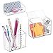 mDesign Plastic Self Adhesive Storage Organizer Pockets for School Locker, Dorm Room, Home Office, Kitchen, Bathroom Vanity Organization - for Pencils, Pens, Markers, Glasses - Set of 3 - Clear