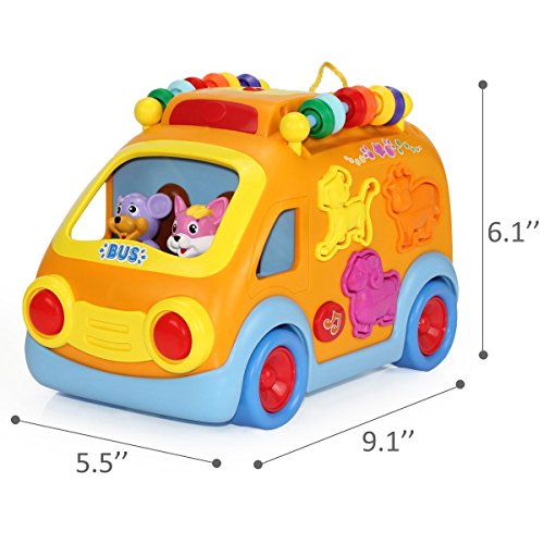 rolimate Musical Bus, Push Pull Vehicle Toy, Electronic Car with Gear, Animal, Puzzle, Early Development Learning Educational Toys for 1,2,3,4 Year Old Baby Infant Toddlers Kids Boys Girls - Thumbnail 6
