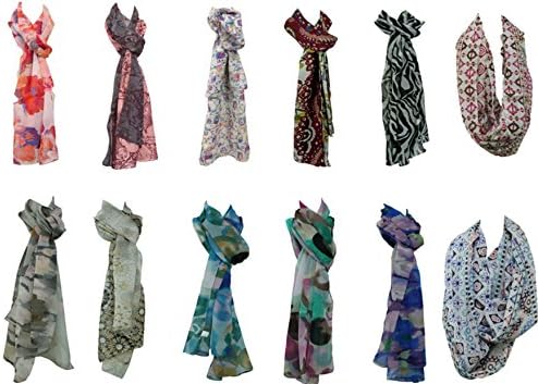 Vershaa Women's Polycotton Scarves Abstract Print (VFH-0228, Multicolour, 50 x 180 cm) Pack of 12 Pcs