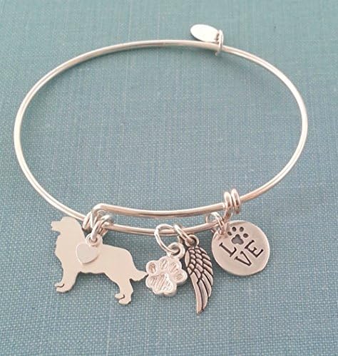 .925 Sterling Silver Bernese Mountain Dog charm Adjustable Bangle Bracelet Pet Memorial Monogram Jewelry