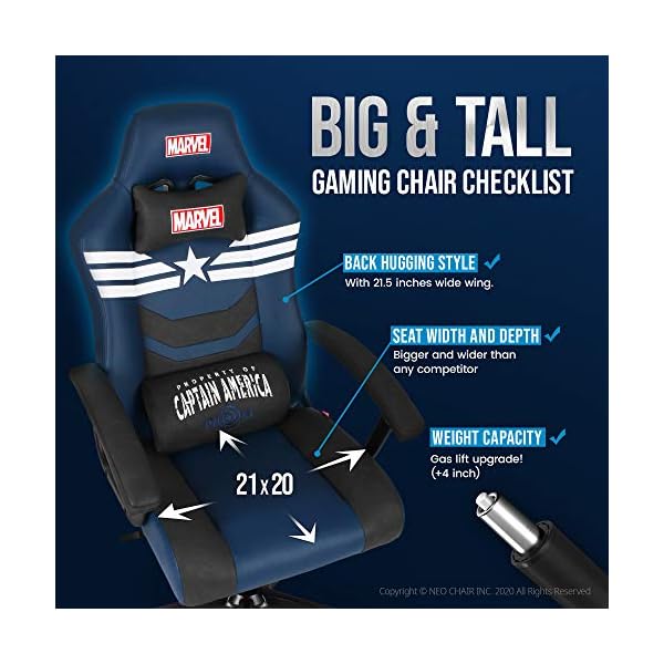 Silla Gamer Marvel Avengers Capitán América Eco Cuero - Imagen 6