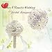 18cm Handmade Wedding Brooch Diamond Bridal Bouquet Satin Rose Flower with Rhinestone Artificial Pearls Beads Decorated for Bride Wedding Supplies--Beige