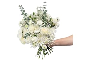 Callia Flowers - White & Green Fresh Flower Bouquet - (Grand) Hand-Tied Fresh Cut with Vase, Fresh Flowers Delivery for Birth