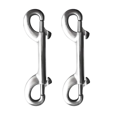 Yundxi 2pcs Edelstahl Double-Ender Bolt Snap Tauchen Haken Clip Ketten Schnapphaken Scuba Doppelkarabiner