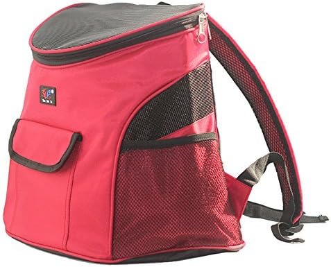 Dog Cat Pet Soft-sided Pet Carrier / Mesh Pup Pack / Travel Cat Litter / Travel Backpack / Dog House with Mesh Window for Pet Backpack Pet Carrier (M size-Red)