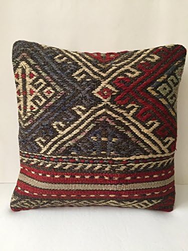 Kilim Pillow 16'' x 16'' Anatolian Turkish Cushion Cover (40cm x 40cm), sofa pillow, couch pillow, embroidered, handmade, kilim rug,