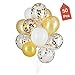 12 In Gold,White and Confetti Balloons For bridal shower Party Decorations Supplies Pack of 50,3 Style