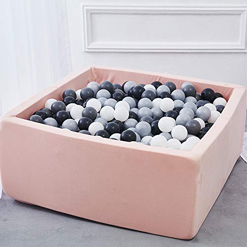 Wonder Space Deluxe Kids Square Ball Pit, Premium Handmade Kiddie Balls Pool, Soft Indoor Outdoor Nursery Baby Playpen, Ideal Gift Play Toy for Children Toddler Infant Boys & Girls (Pink)