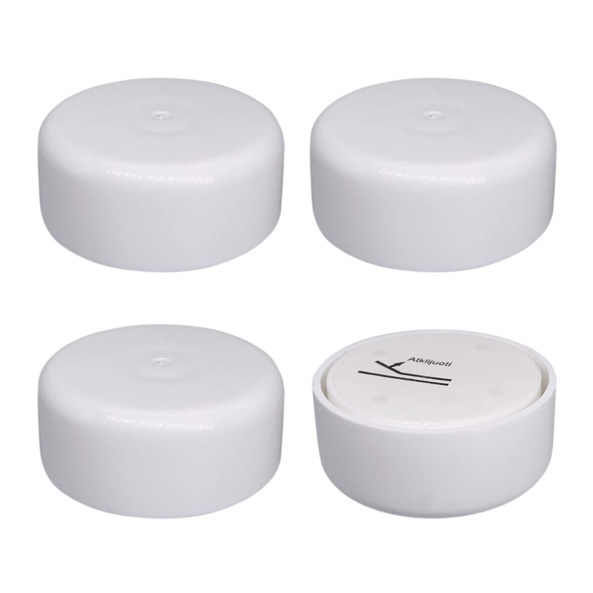 Diforma (Pack of 4 pcs) Height Adjustable Furniture Legs, Round Ø 55 mm, Material Plastic, Installation Via Sticker (4, White) — image 1