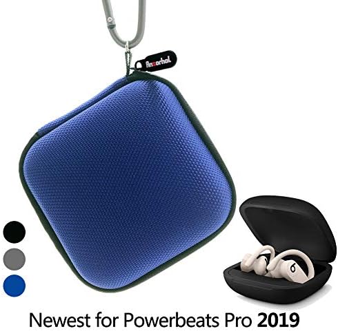 All Protection Carrying case for Powerbeats Pro 2019, Anti-lost & Shockproof, Carabiner with Wrist Strap Design,the Newest Case Design for Powerbeats Pro 2019 (Blue)