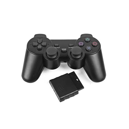 ELM Game-Controller für PS2 (2,4 GHz, kabellos, mit Vibration, Plug and Play) Schwarz