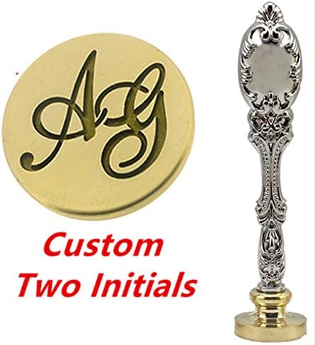 MDLG Vintage Customized Personalized Wax Seal Stamp Custom Design Letters Monogram Picture Logo Sealing Waxl Stamp Wedding Invitations Gift Wrap Pakcage Wax Sealing Seal Stamp Silver Metal Handle Set