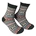 LuluVin 5 Pairs of Women's Casual Crew Socks (Beige with Stripes)