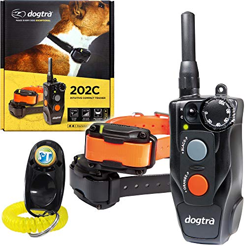 Dogtra 202C Two Dogs Remote Training Collar – 1/2 Mile Range, Waterproof, Rechargeable, Shock, Vibration – Includes PetsTEK Dog Training Clicker