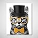 Gold Foil Art Print - Mr. Catsanova Nerdy Gentleman Cat with Gold Foil Bow and Glasses 8x10 inches