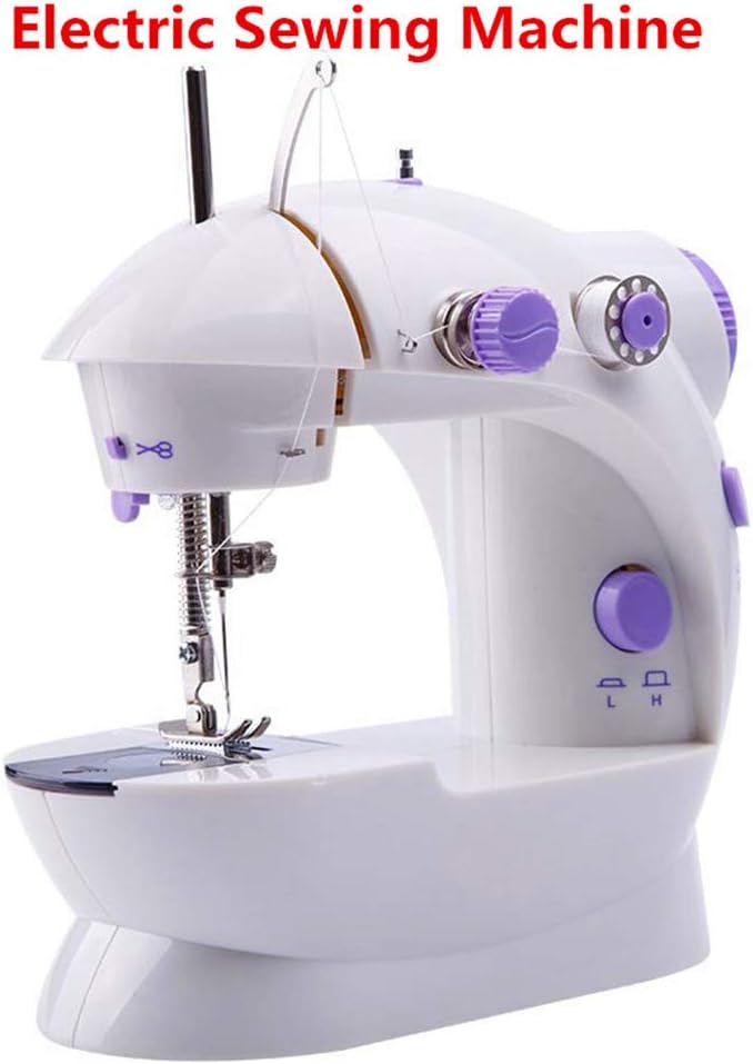 Mini Sewing Machine with Extension Table, Portable Adjustable 2-Speed 2-Thread Sewing Machine with Lights, Household Electric Sewing Machine with Foot Pedal Great for Beginner(Small Sewing Machine, White)