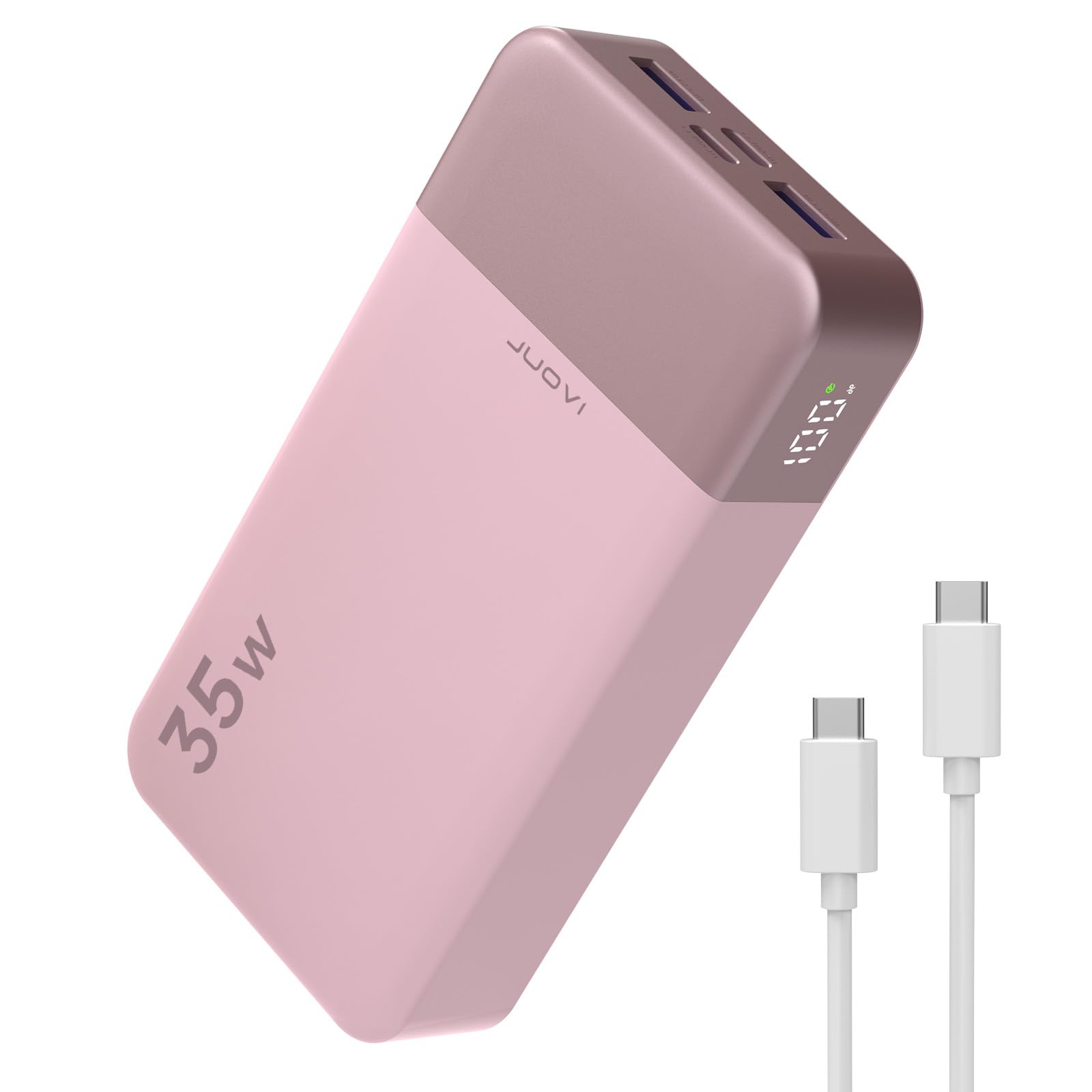 JUOVI Power Bank Portable Charger 20000mAh 35W Fast Charging，PD 3.0 QC 4.0 Phone Charger with LED Display, Travel Battery Pack 2 USB C 2 USB A Ports for iPhone 16/15/14 Series, Galaxy, iPad