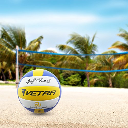 image for VETRA Volleyball Soft Touch Volley Ball Official Size 5 Yellow/Blue/Wh