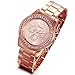 Luxury Bling Rhinestone Bezel Stainless Steel Band Watch for Men and Women (Rose Gold)