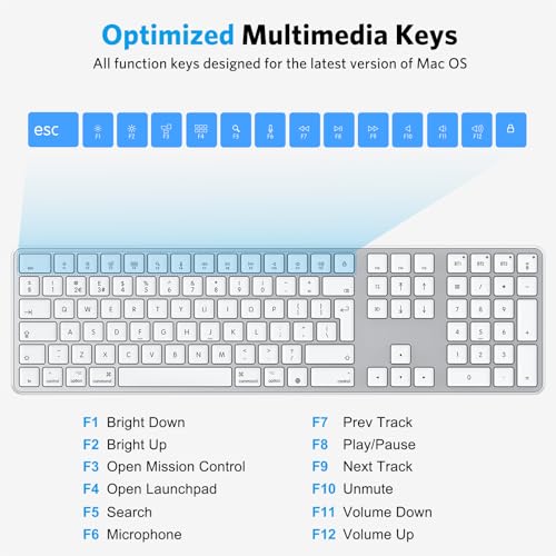OMOTON Wireless Bluetooth Keyboard for Mac (MacBook Air/Pro/iMac/iMac Pro), Rechargeable Keyboard to Multi Devices, Silent Slim, with 3 Bluetooth channels for MacOS, QWERTY UK