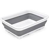 Goderewild Collapsible Dish Pan, 10L (2.6 Gal) Foldable Sink Tub, Gray | Space-Saving Basin For Dishwashing, Camping, RV Use, Vegetable Cleaning And More; Measures 14.7 x 10.6 x 4.6 in