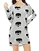 Allegra K Women's Scoop Neck Drop Shoulder Printed Tunic Knit Shirt S Black-Skull