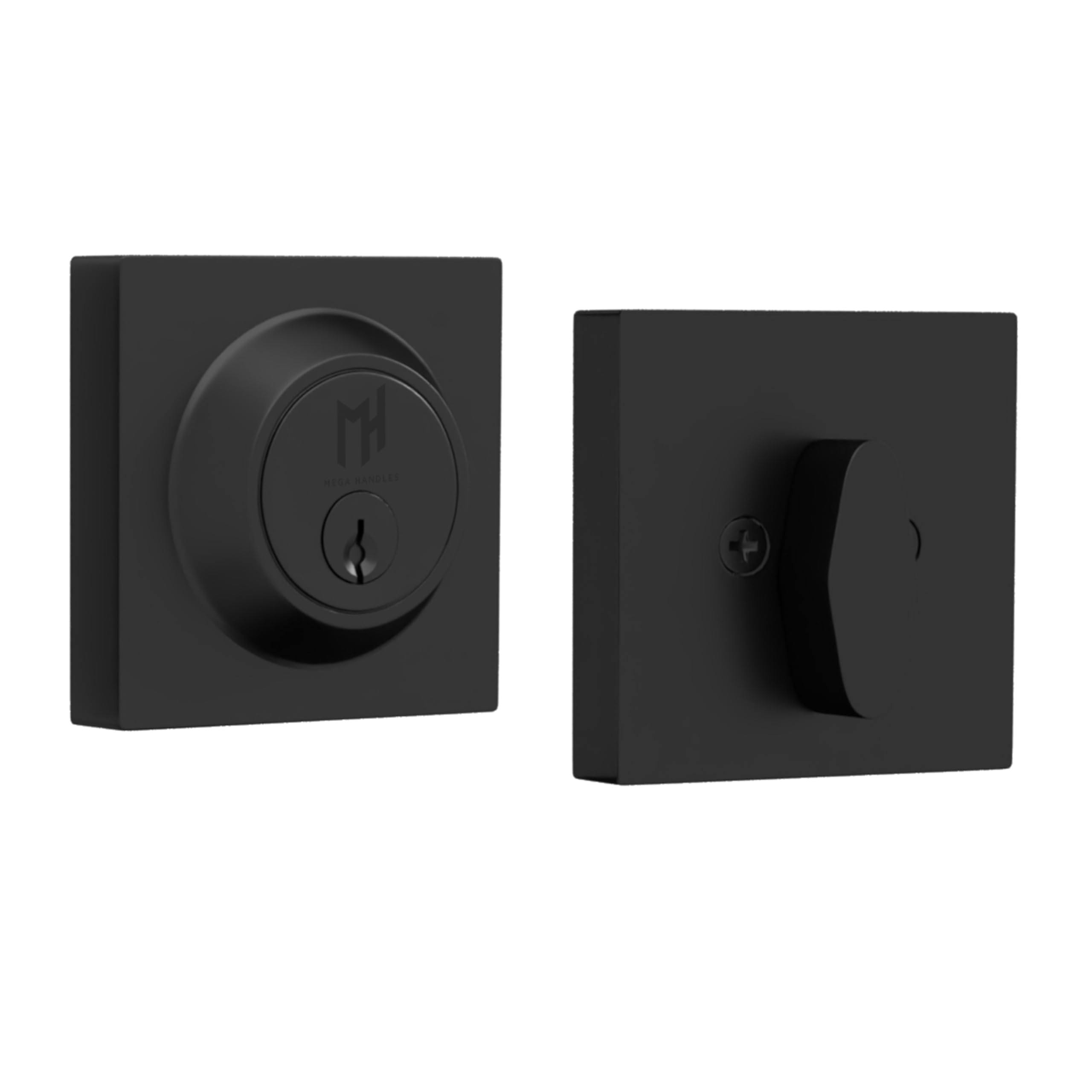 Photo 1 of Mega Handles Laura Deadbolt Lock - Heavy Duty Square Black Deadbolt Lock for Left Or Right-Handed Doors, Locking Deadbolt for Interior/Exterior, Screws Included - Matte Black