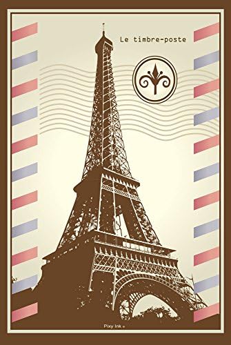 Retro Eiffel Tower Post Card Decorative Metal Sign