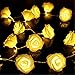 NYKKOLA 20 LED Battery Operated String Flower Rose Fairy Light Wedding Room Garden Christmass Decor (Warm White)