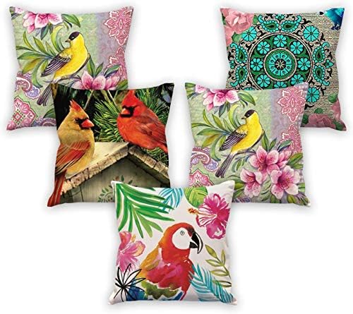 SHOPICTED Digital Printed Satin Cushion Cover (16X16-Inches/40X40 cm, Pink) -Set of 5
