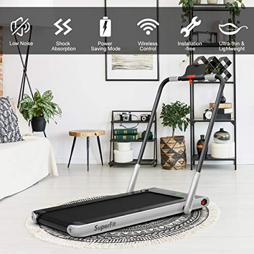 GYMAX Under Desk Treadmill, Foldable Walking Pad Treadmill, 2 in 1