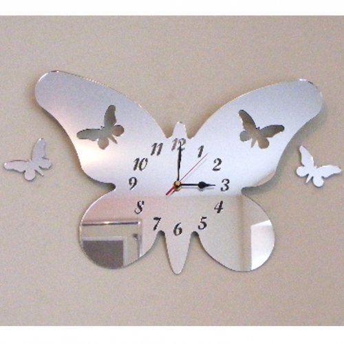 Butterfly Clock with Two Floating Butterflies - 35cm x 25cm with 2 butterflies