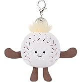 Apricot Lamb Baseball Cute Keychain, Soft Stuffed Plush Toy Keyring for Kids' Backpack, Purse, 3 Inches